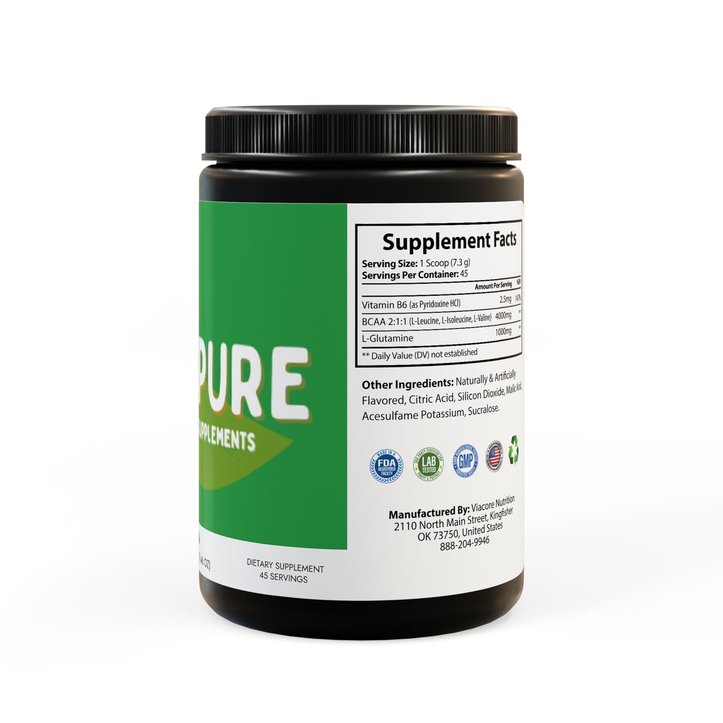 BCAA Supplement, Watermelon (325g, 11.46oz, 45 servings)